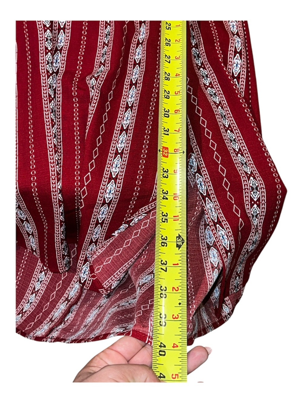 New Lulus Red Geometric Print Midi Dress - Size Medium - Picture 7 of 12